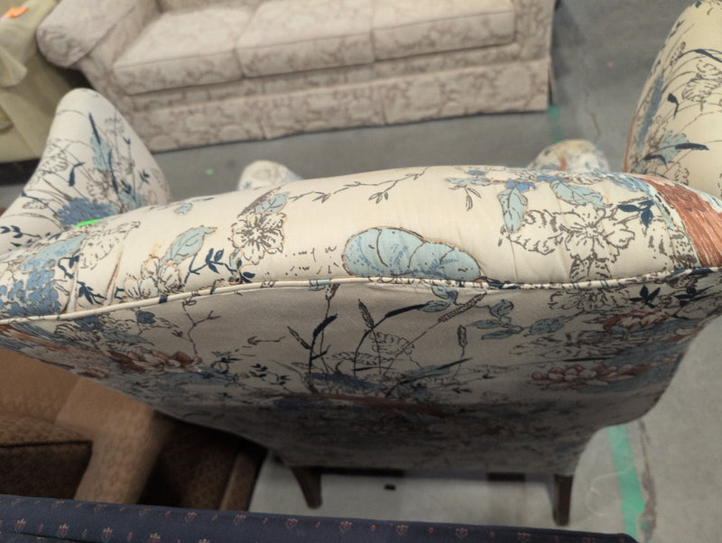 Beige Armchair with Birds and Floral Designs