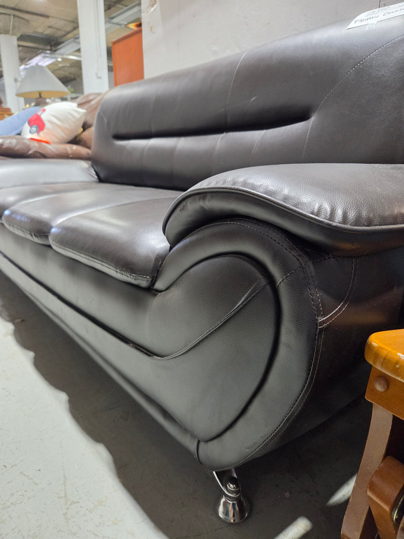 Macaire Flared Arm Faux Leather Sofa