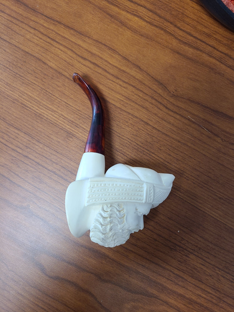 Vintage Hand-Carved Meerschaum Tobacco Pipe – Sultan/Sultanate Bust with Case
