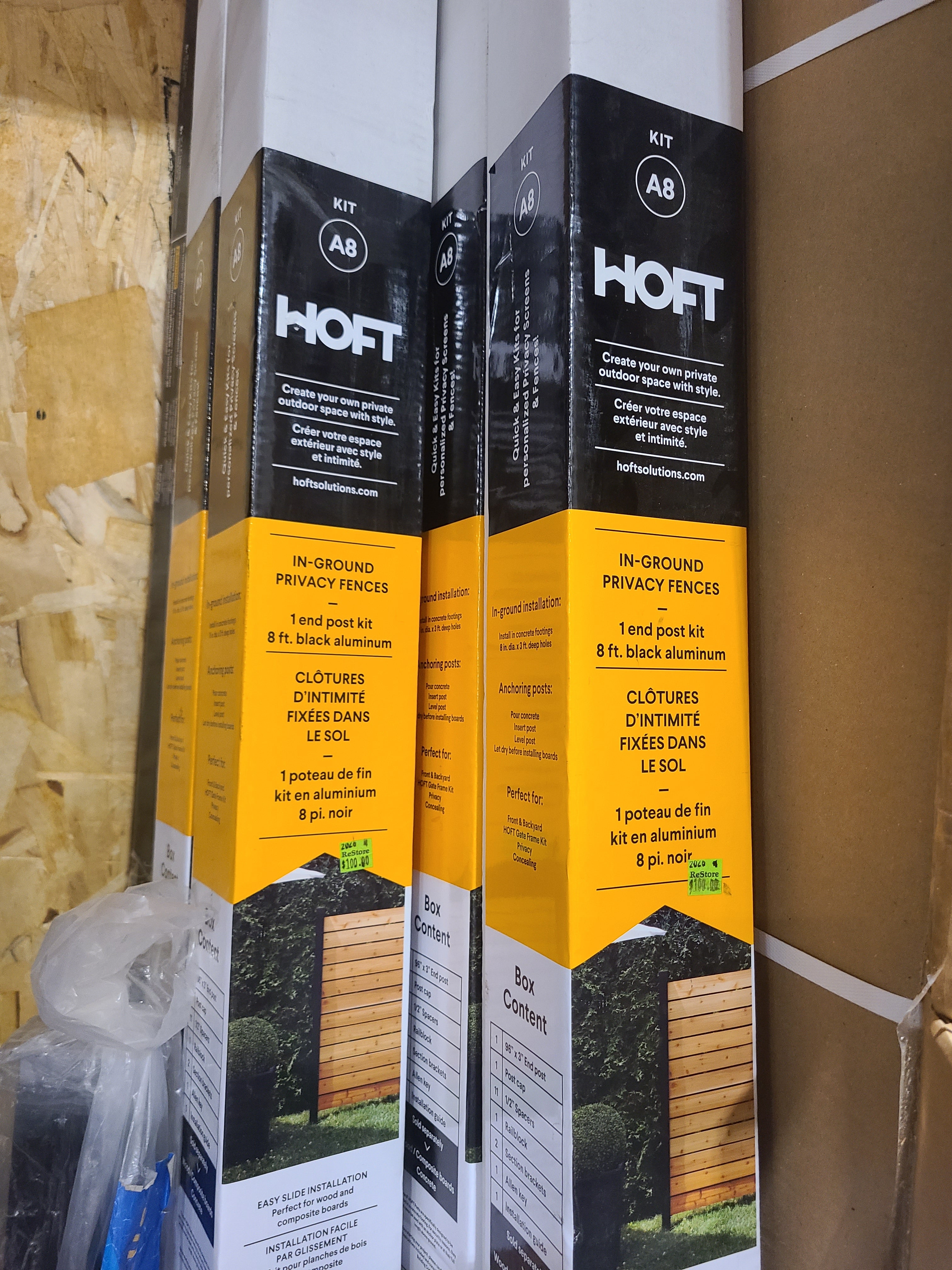 HOFT 8 ft. Black Aluminum In-Ground Privacy Fence End Post Kit