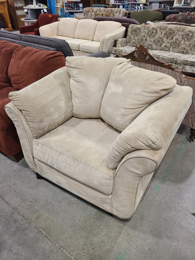 Plush Beige Microfiber Armchair