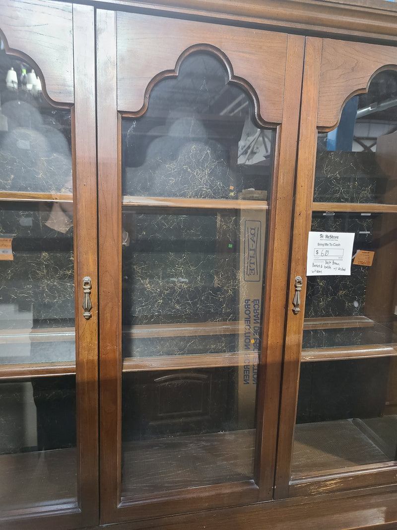 Elegant Dark Brown Traditional China Cabinet/Hutch