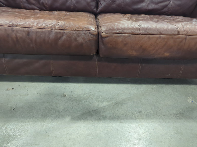 Brown Leather 3-Seater Sofa