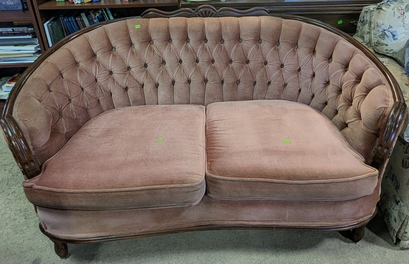 Antique Soft Pink Curved Loveseat
