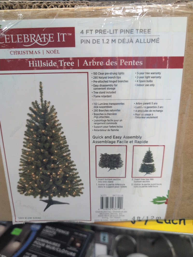 4 FT artificial Christmas Pine Tree with Stand and Lights