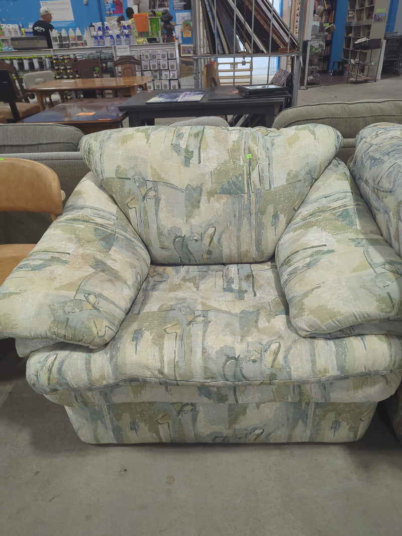 Vintage Overstuffed Floral Abstract Armchair
