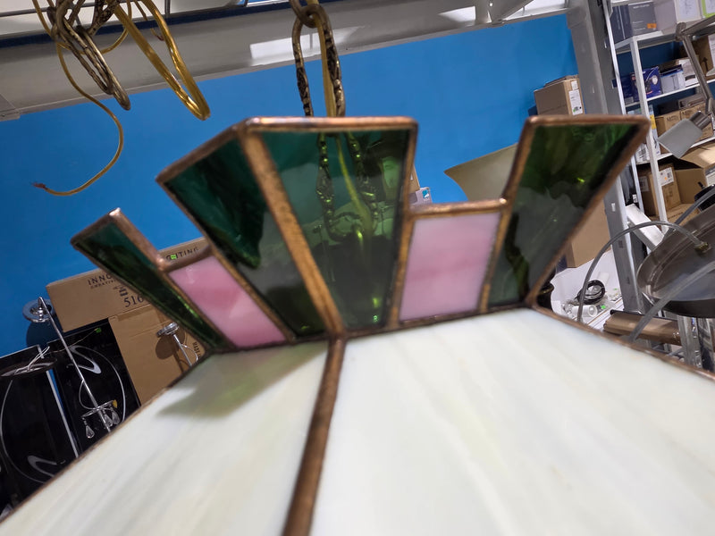 80's Tiffany-Style Hanging Pendant Light Fixture