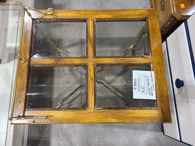 Vintage-Style Glass Top Side Table with Brass Accents