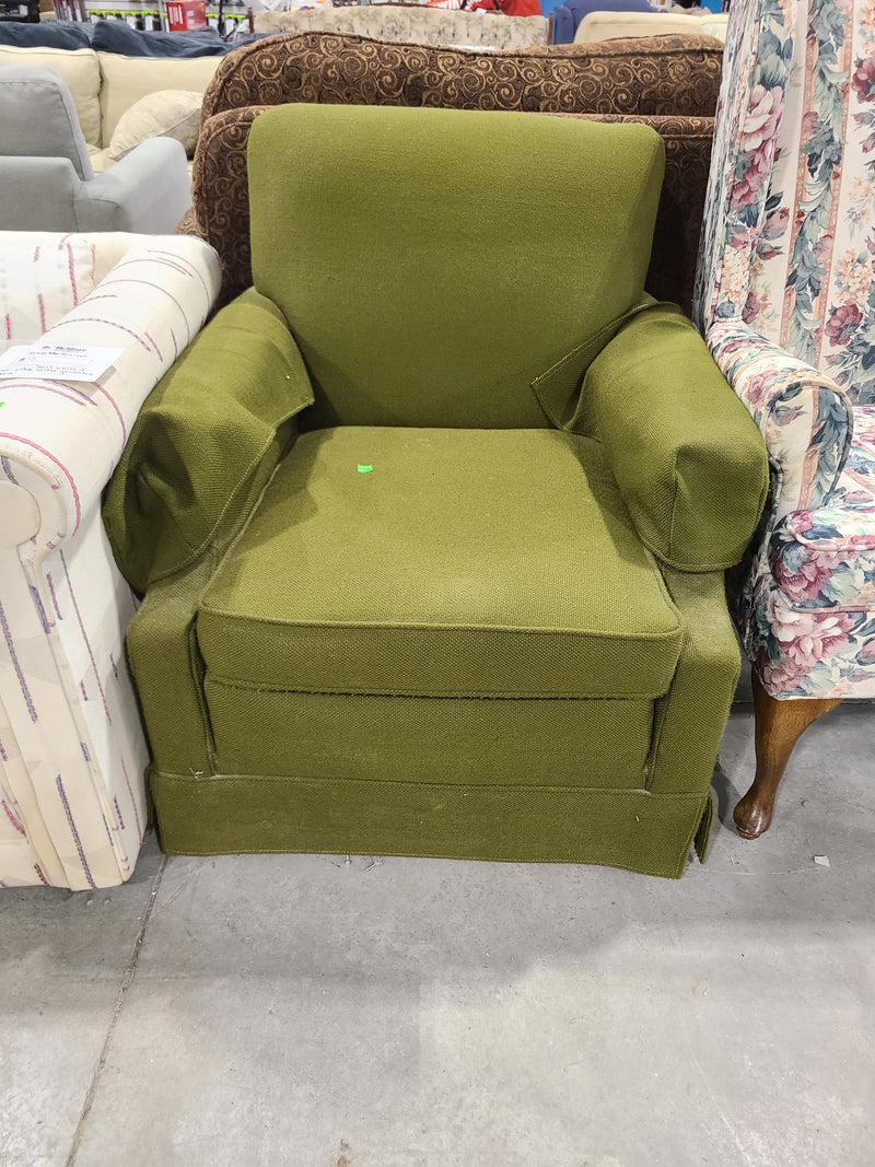 Vintage Olive Green Textured Armchair