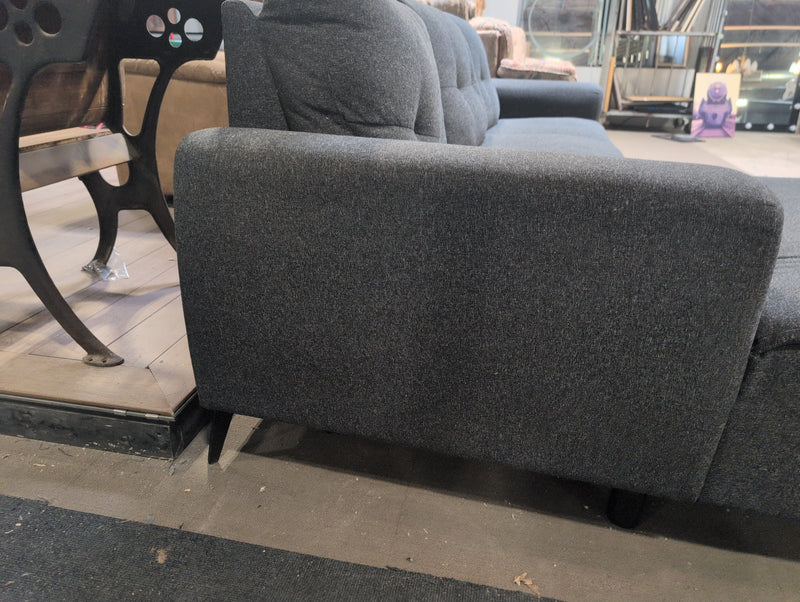 2 Person Sectional Couch, Dark Grey