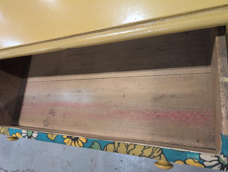 Mustard Yellow Dresser with Floral Fabric Covered Drawers