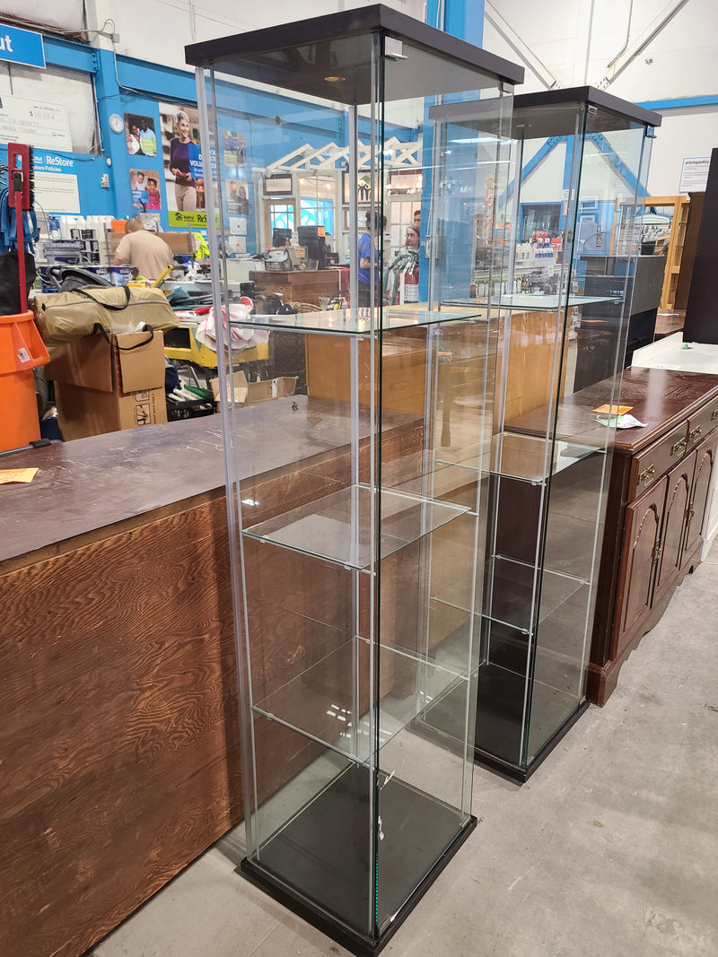 Modern Black Framed Glass Display Cabinet with Built-In Lighting