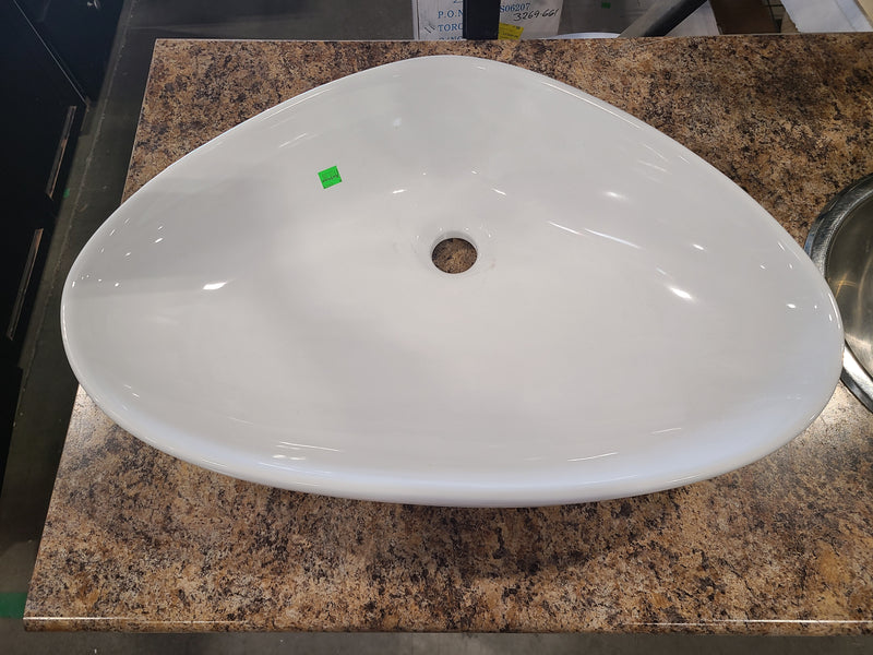 Modern Porcelain Triangular Above-Counter Sink in White