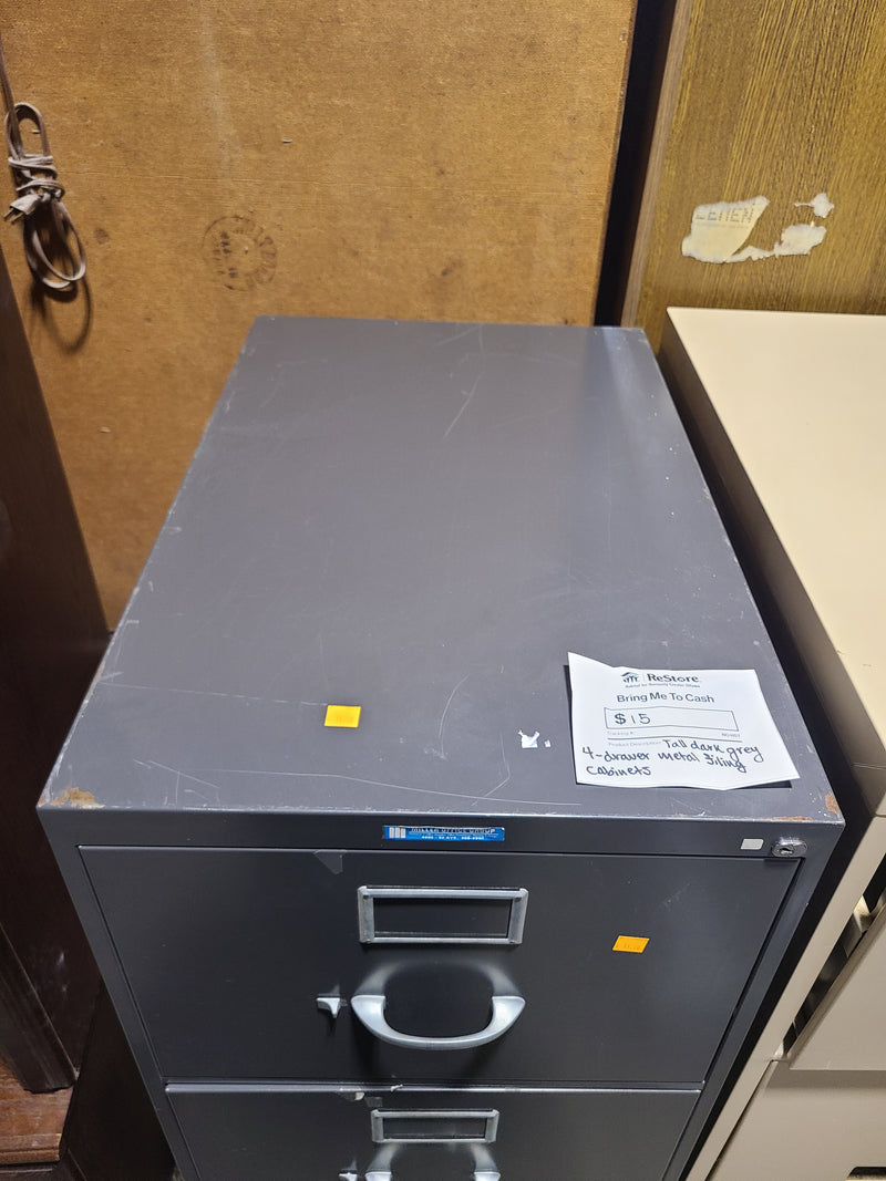 Professional 4-Drawer Metal Filing Cabinet in Dark Grey