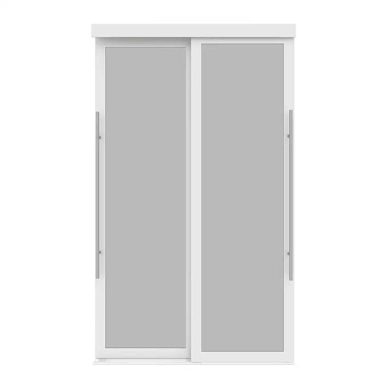 Lounge 1-Lite White Framed Frosted Glass Bypass Closet Doors (72" x 80")