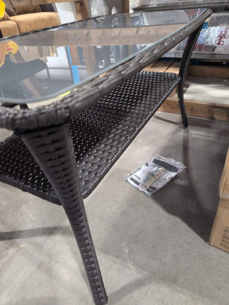 Outsunny Wicker Glass Top Patio Table