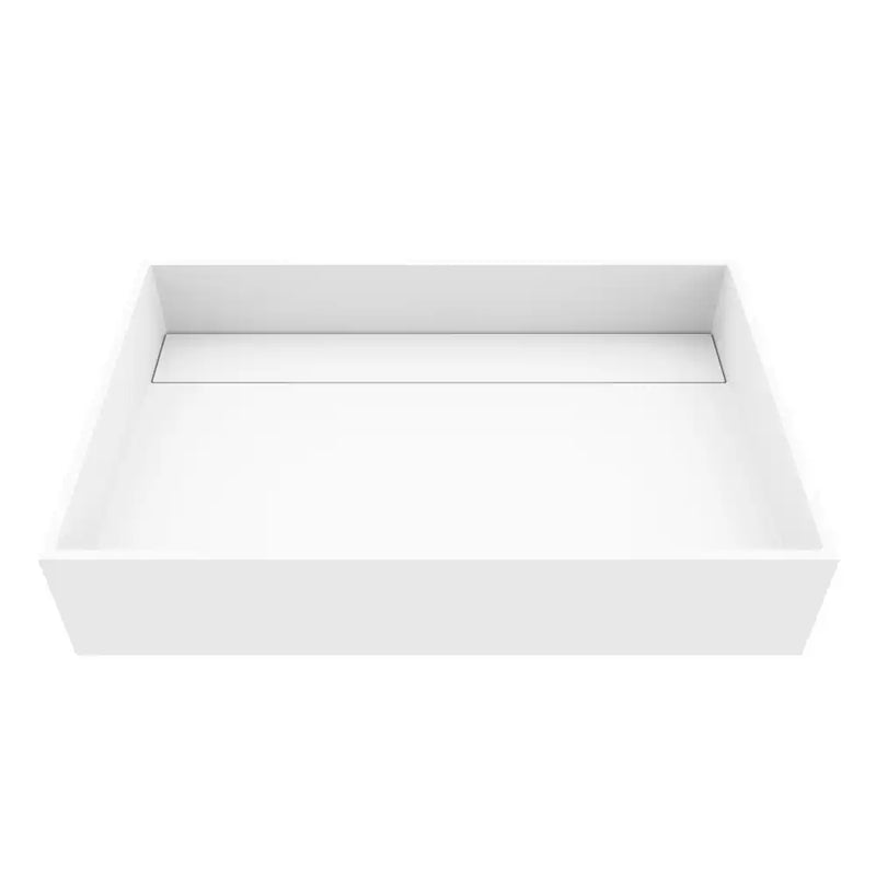 VIGO Montauk 23" Rectangular Matte Stone Vessel Bathroom Sink in Modern White