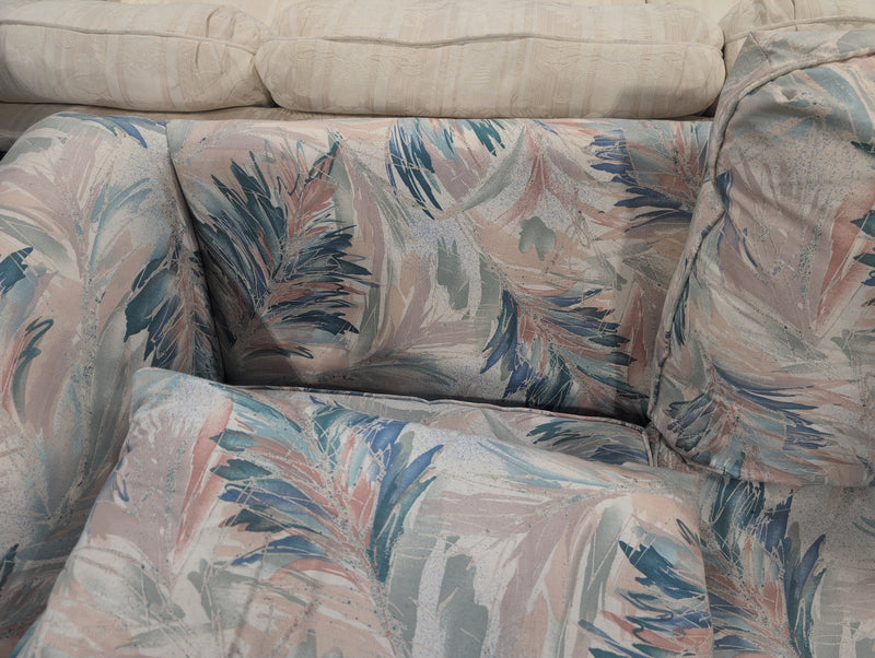 Pink, Blue, Teal, and White Loveseat