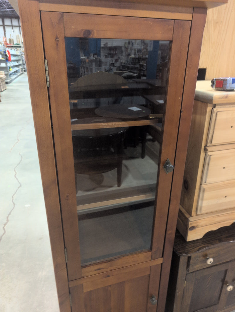 Wooden Cabinet with Glass Door and Wooden Shelves