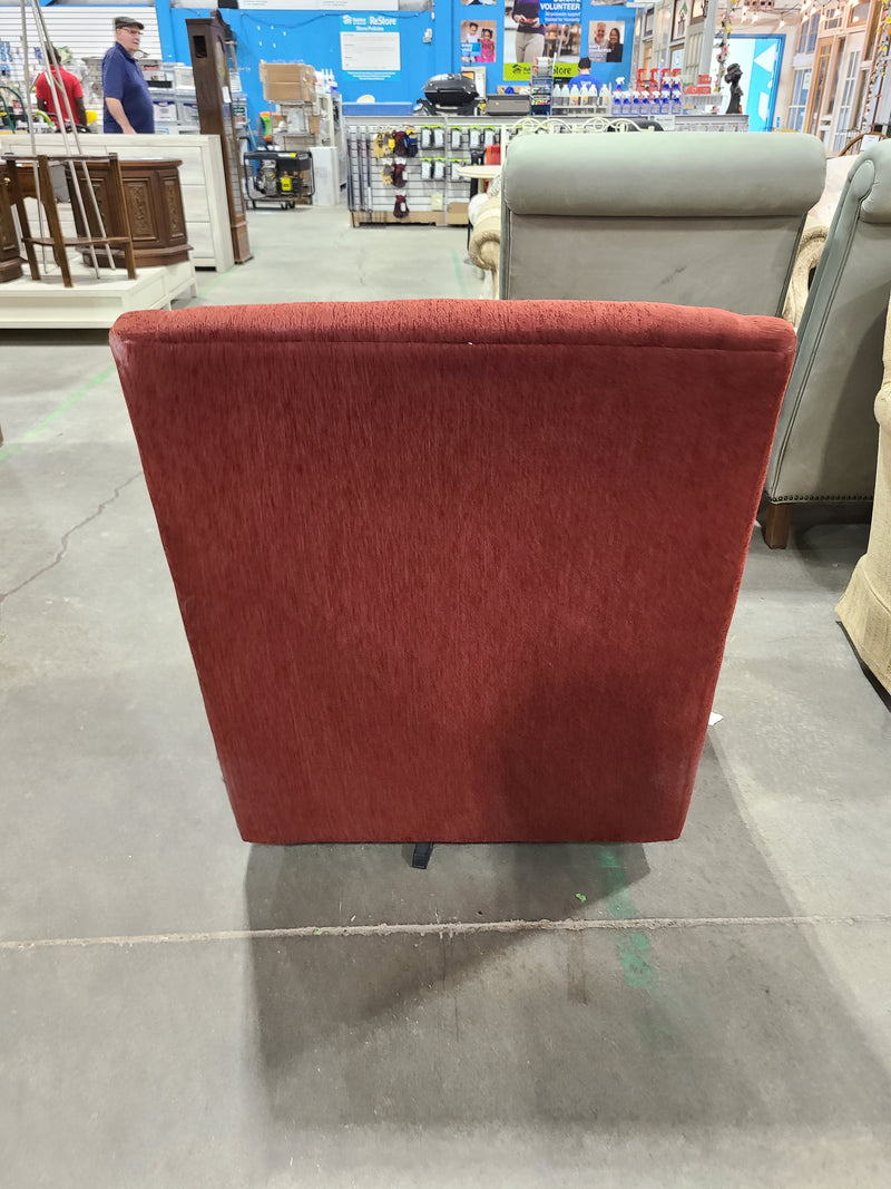 Modern Terracotta Red Fabric Armchair