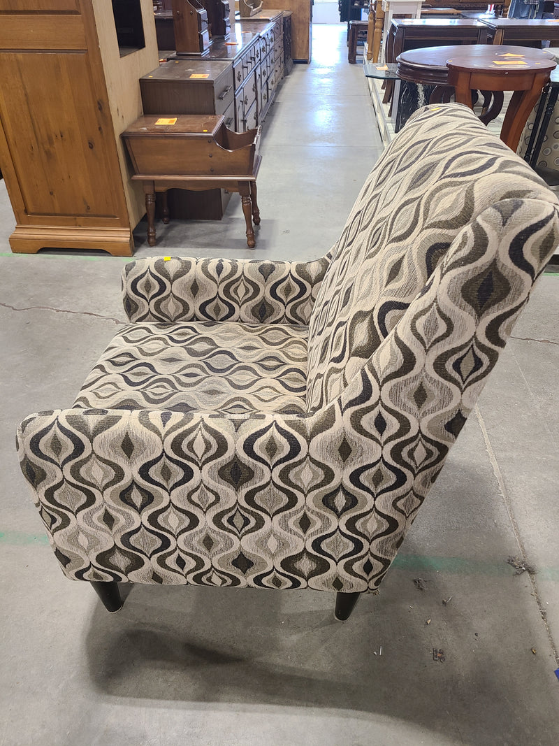 Contemporary Geometric Patterned Accent Chair in Black and White