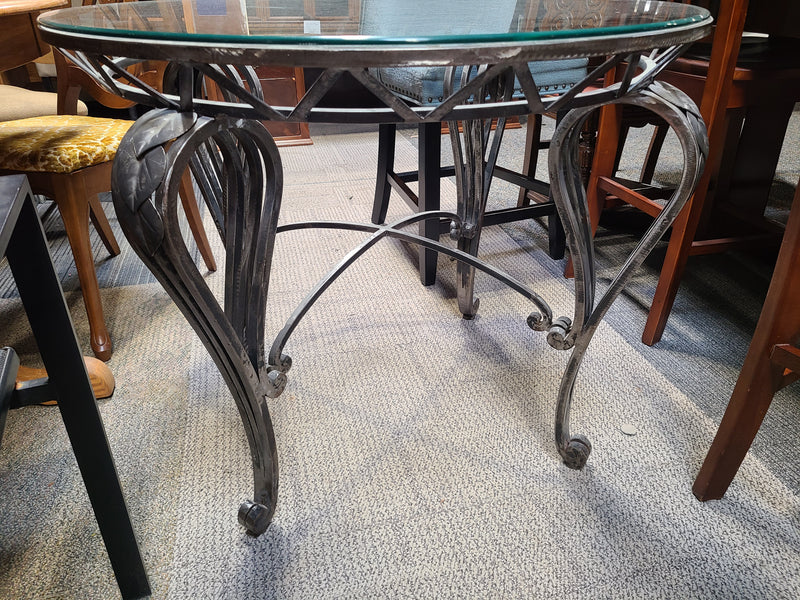 Round Glass Top Metal Bistro Table