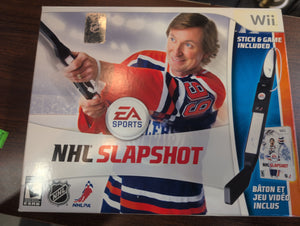 NHL Slapshot Wii Game and Hockey Stick Wii Remote and Nunchuk Holder
