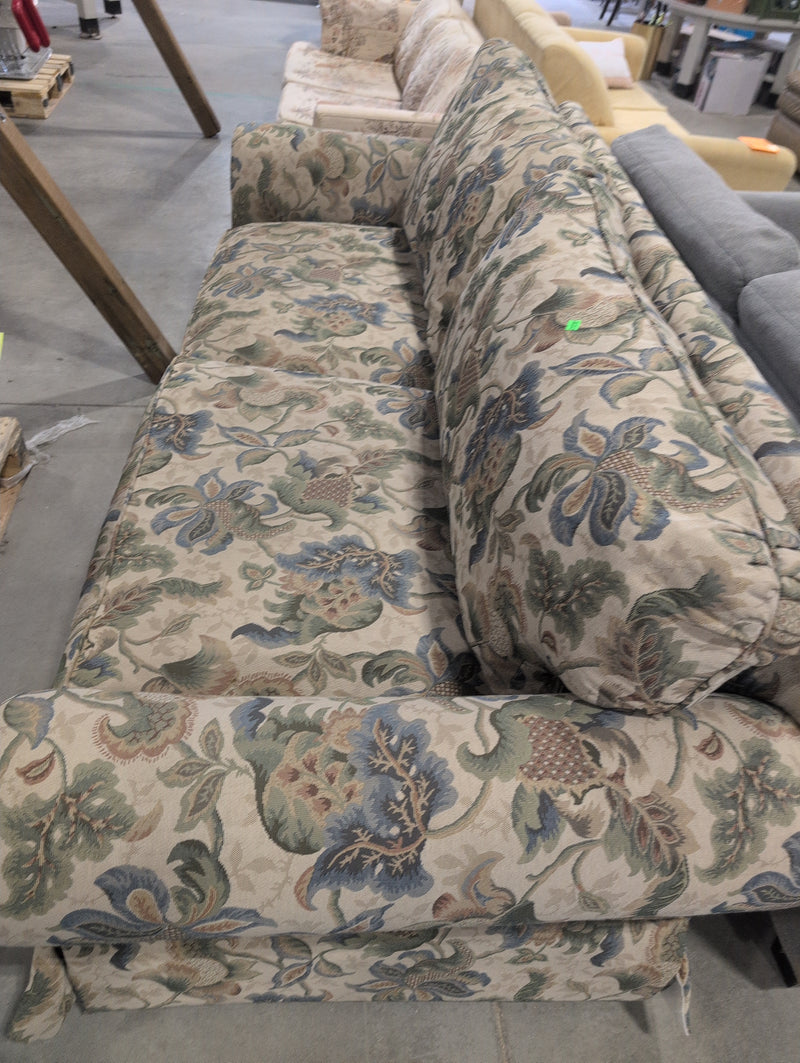Green and Beige Plant Patterned 3 Seater Sofa