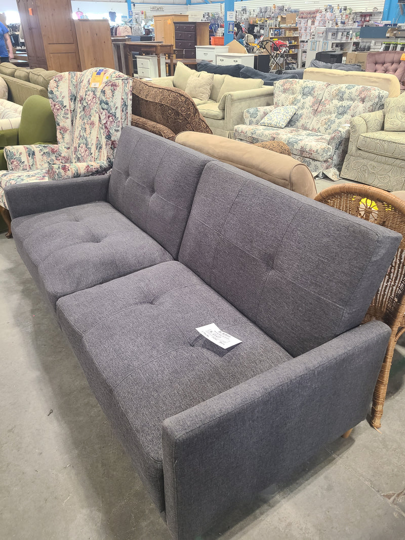 Modern Charcoal Grey Split-Back Futon Sofa