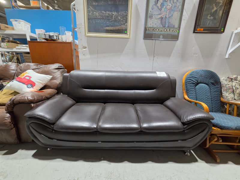 Macaire Flared Arm Faux Leather Sofa