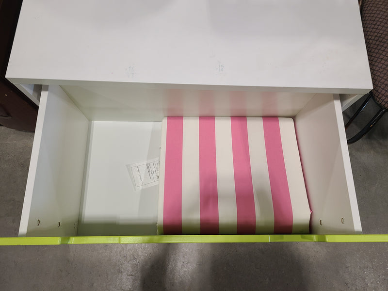 Modern White & Lime Green Low Storage Bench / Toy Chest with Pull-Out Drawer