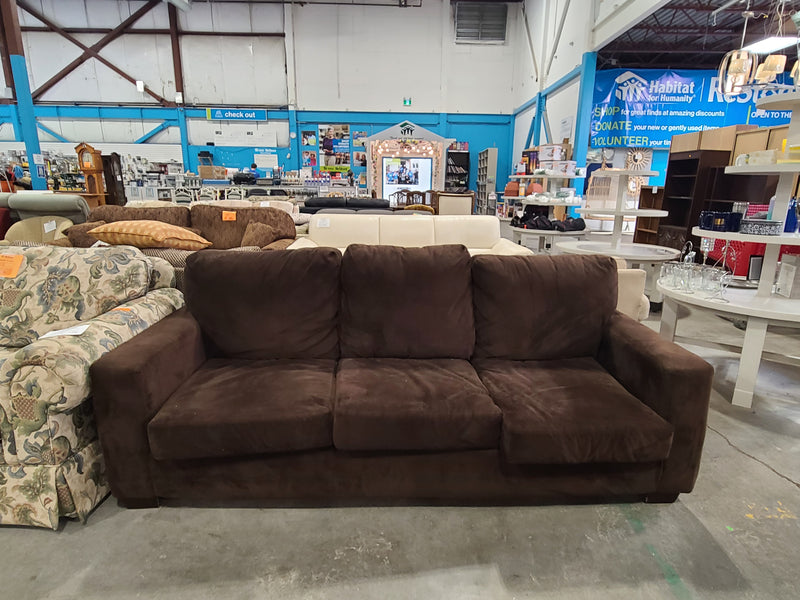 Good Condition Chocolate Brown Microfiber 3-Cushion Sofa