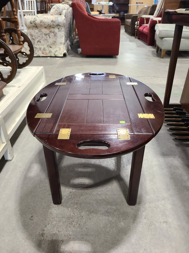 Vintage The Bombay Company Oval Butler Tray Coffee Table with Drop Leaves