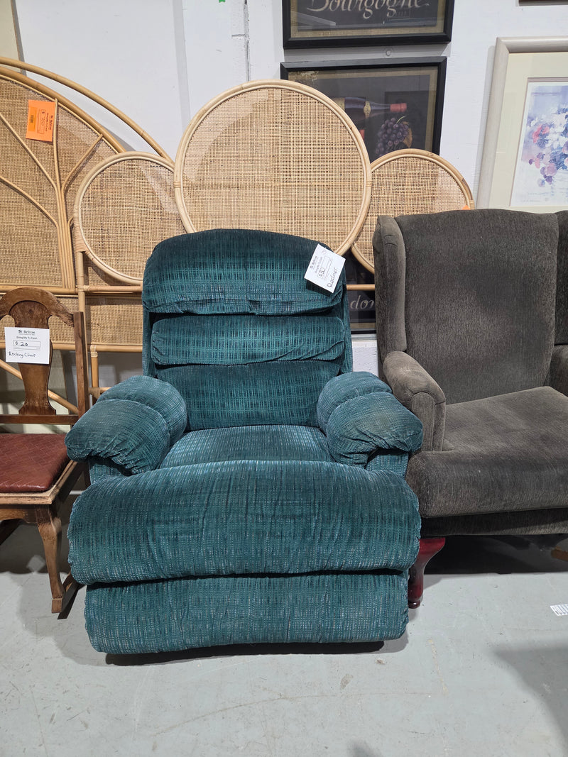 Vintage Overstuffed Tiered-Back Rocking Recliner