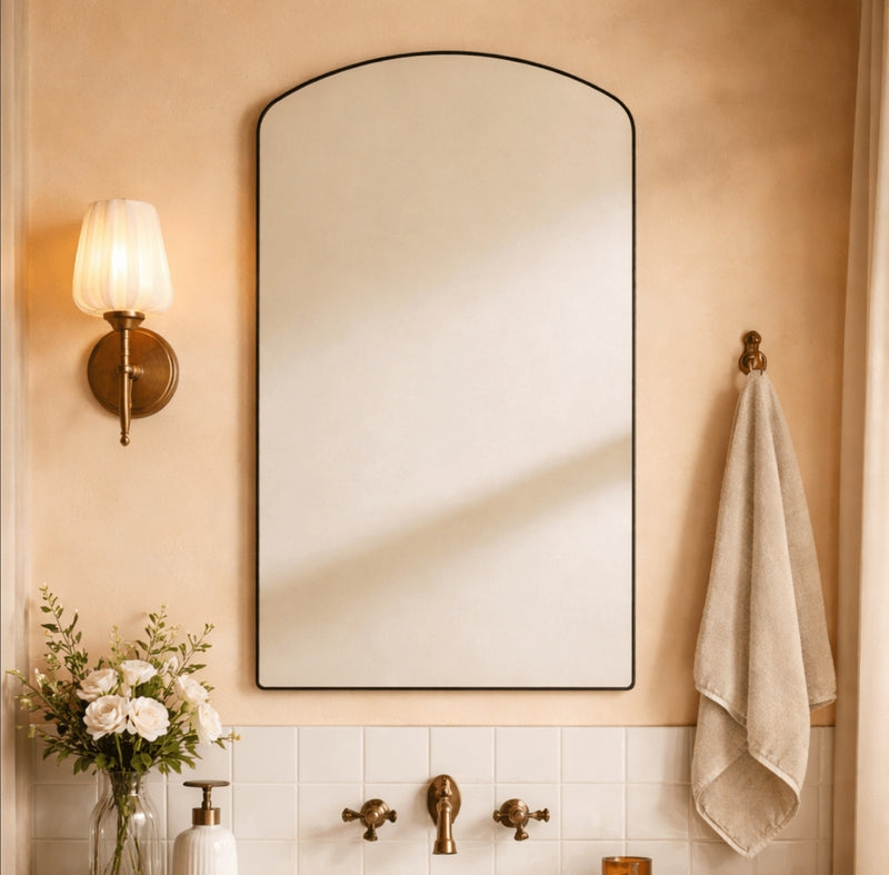 New SERA Bathroom Designs 24" x 40" Arched Wall Mirror in Brushed Gold