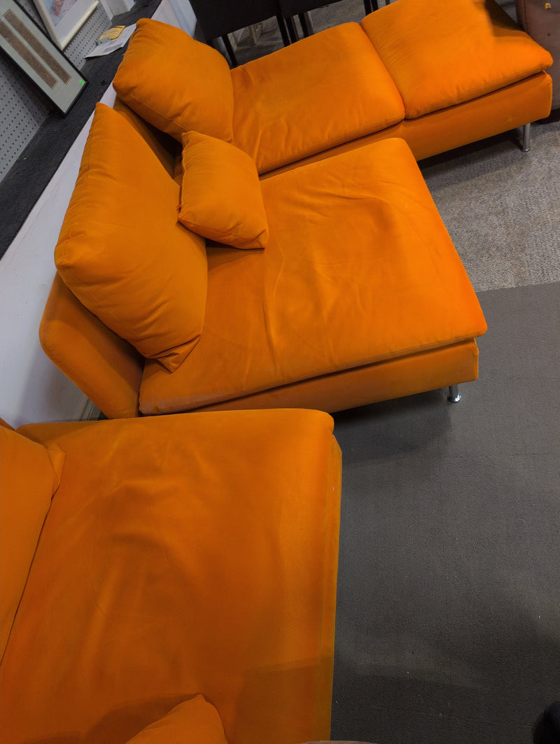 Bright Orange Modular Sectional 3 Piece Sofa
