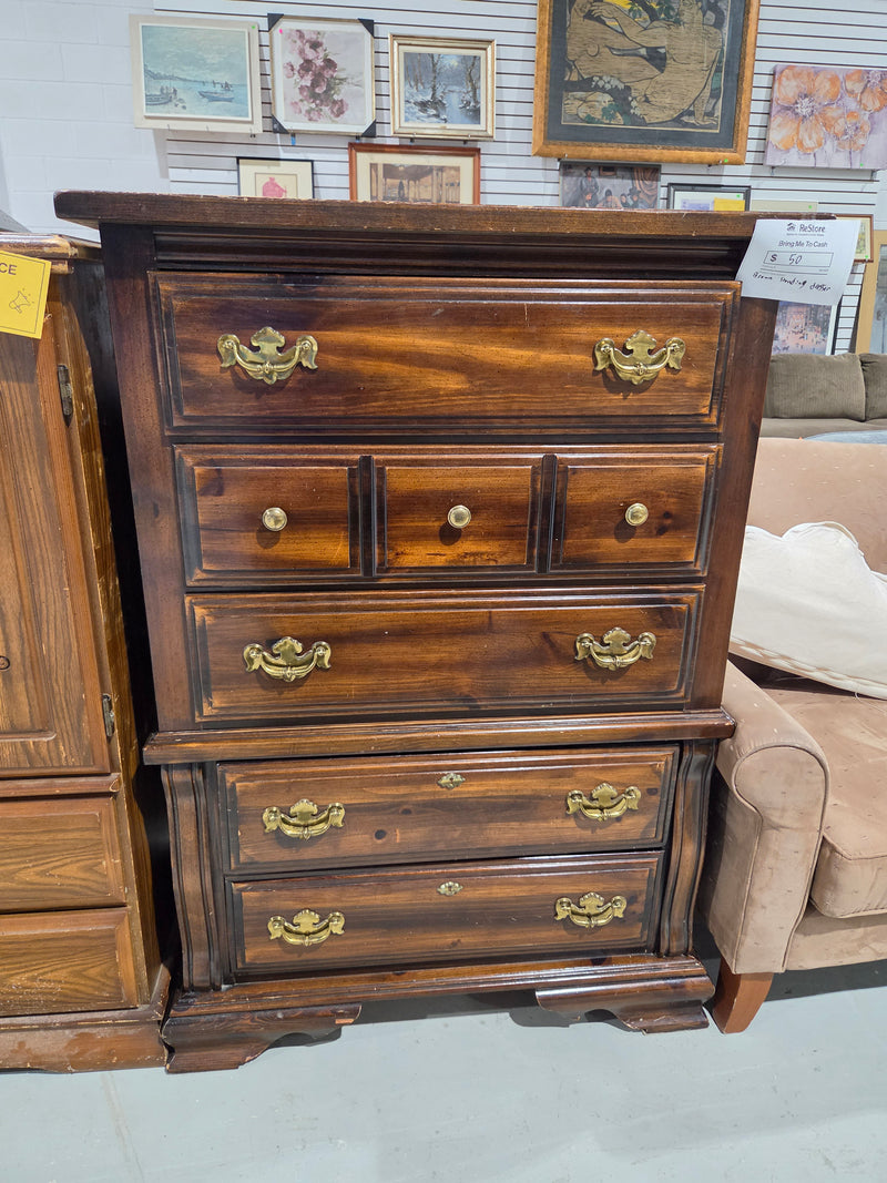 Vintage-Style 5-Drawer Wood Chest of Drawers