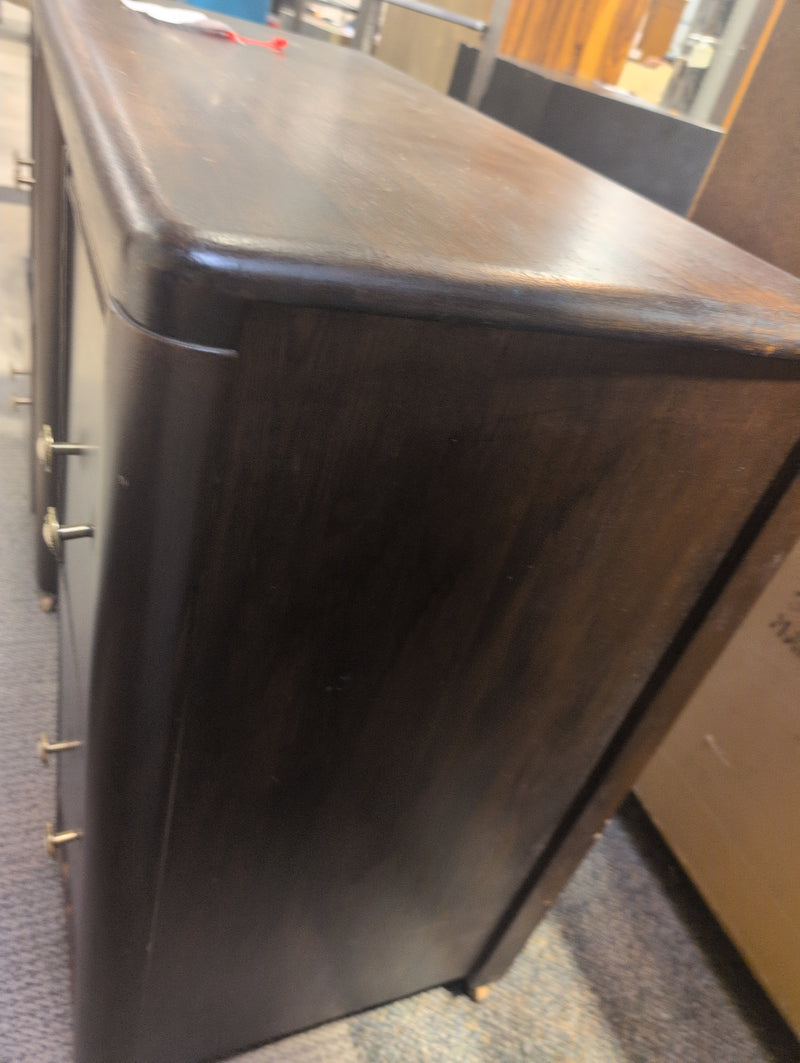 Dark Brown Office Desk with Wheels and Storage