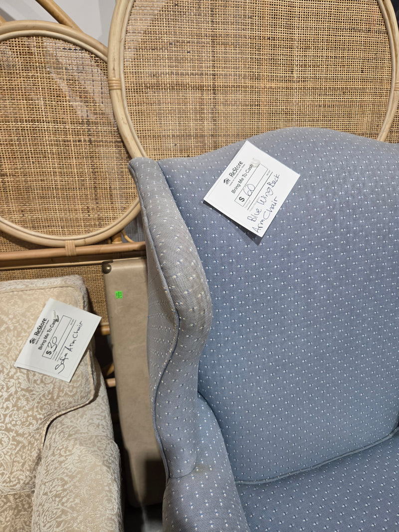 Light Blue Wingback Armchair