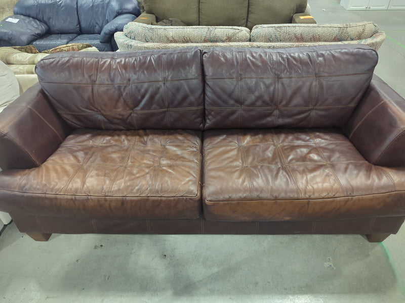 Brown Leather 3-Seater Sofa