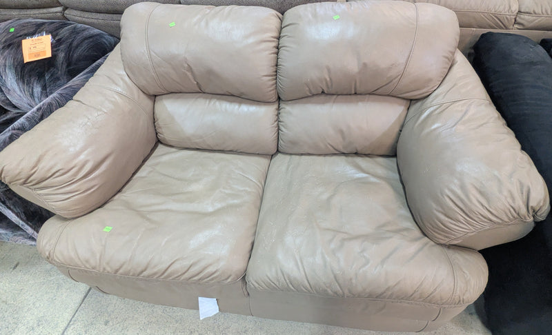 Beige Faux Leather Loveseat