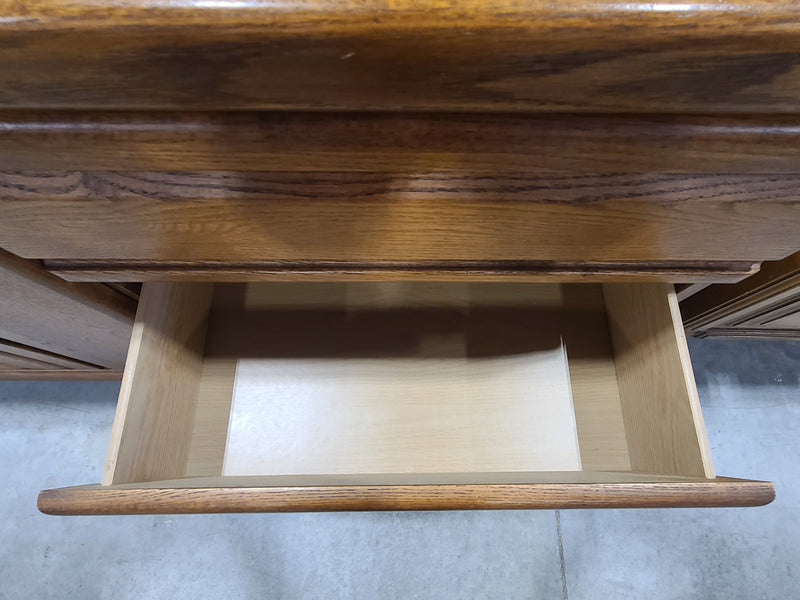 Solid Oak Palliser 6-Drawer Dresser with Center Storage Cabinet