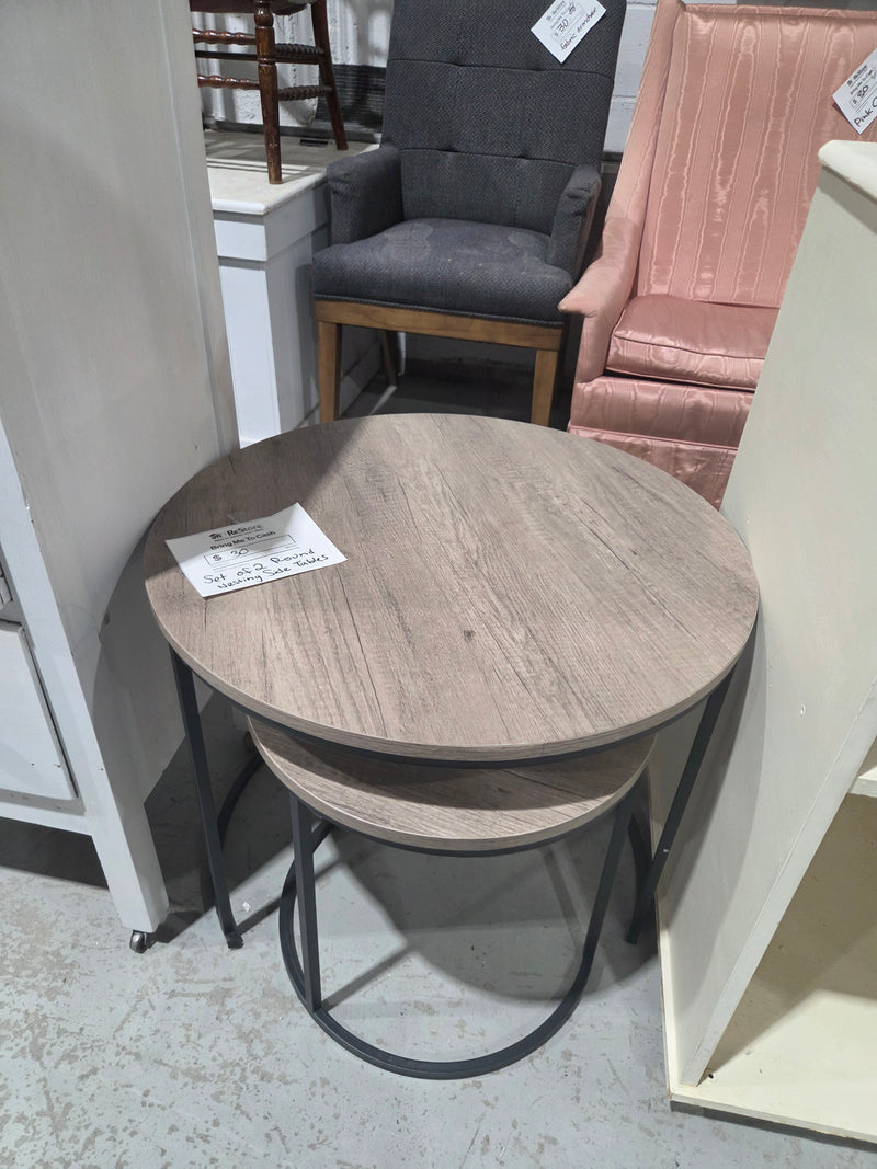 Modern Industrial Round Nesting Side Tables Set