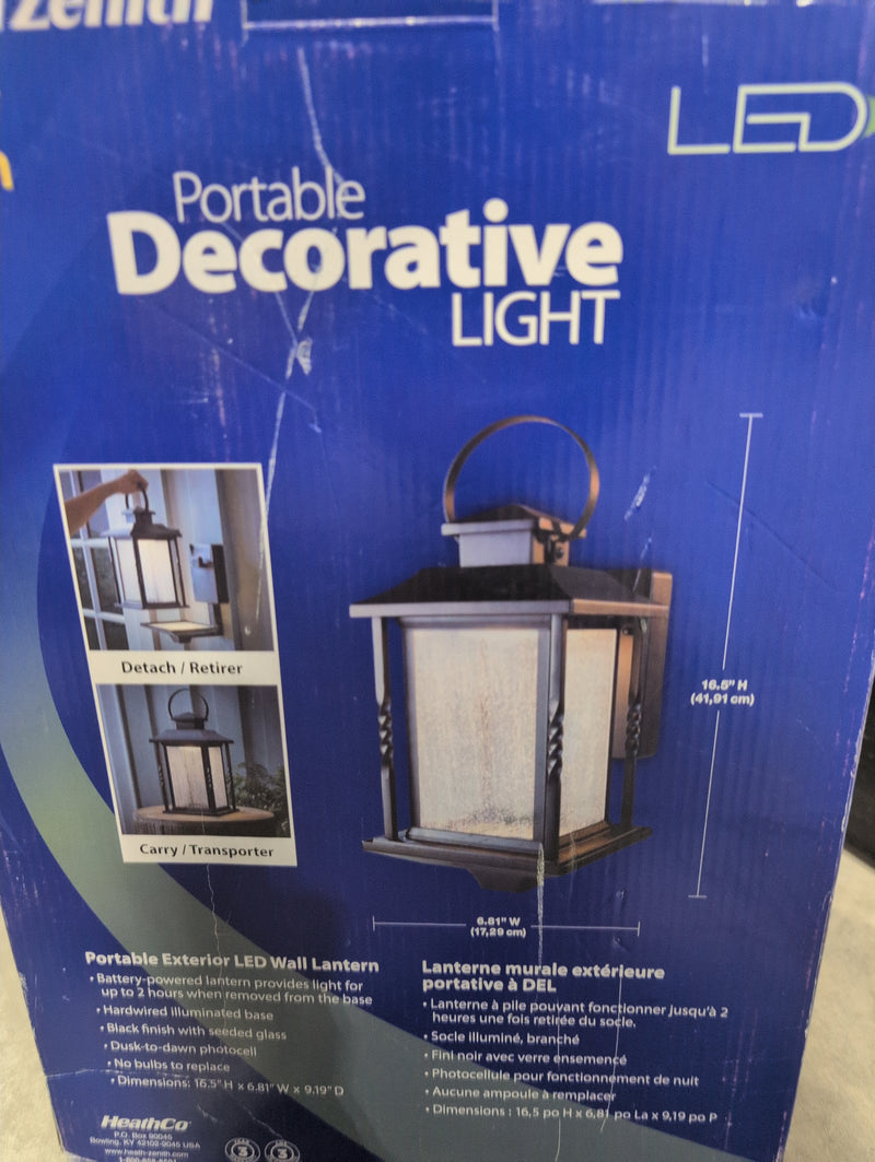 Dusk to Dawn Portable Exterior LED Decorative Wall Lantern with Charging