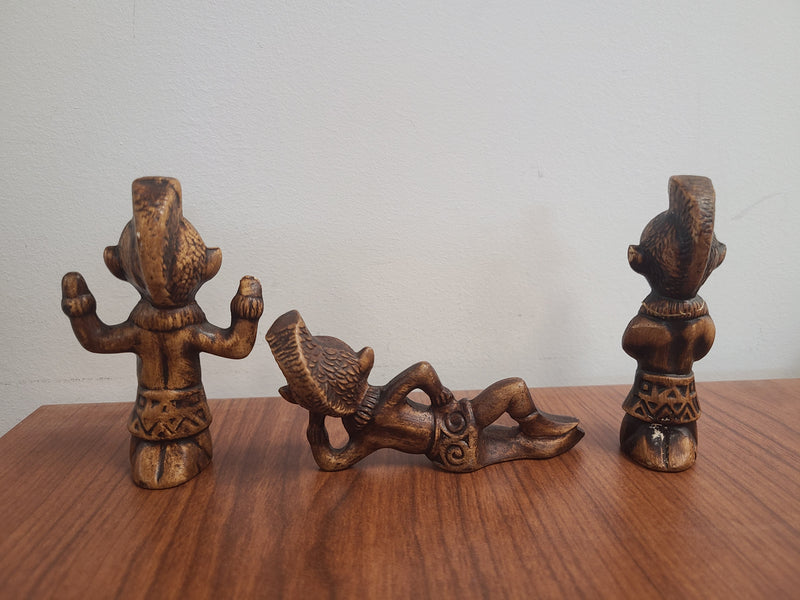 Vintage MCM Island-Style Menehune / Tiki Figurine Set of 3