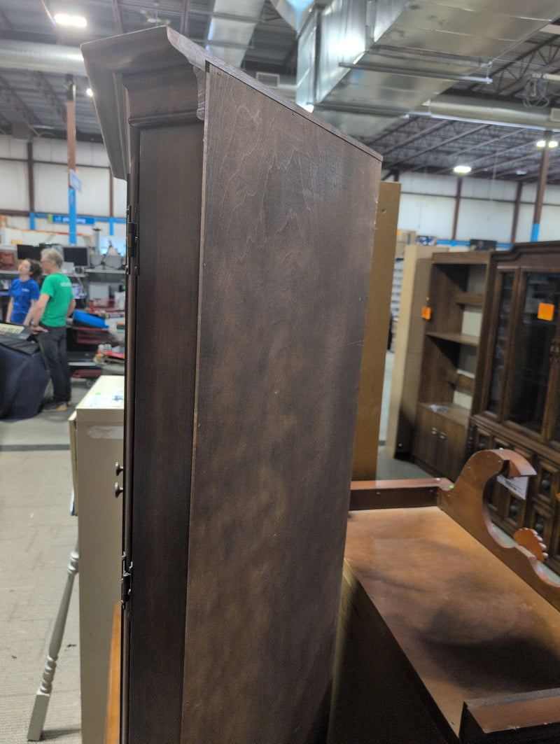 Dark Wood Corner Cabinet with Glass Doors