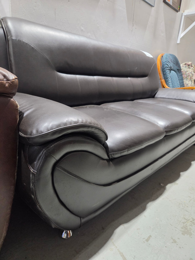 Macaire Flared Arm Faux Leather Sofa