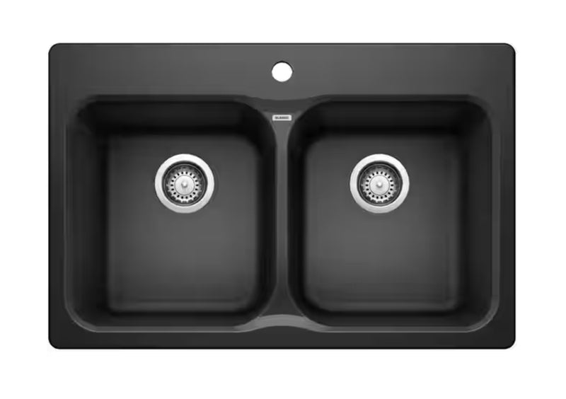 Blanco Vision™ 210 SILGRANIT® Double Bowl Kitchen Sink – Coal Black