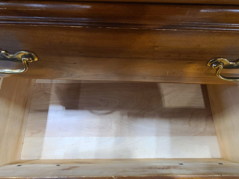 Vintage Floral-Inlaid Wood Armoire Chest of Drawers – Warm Honey Finish