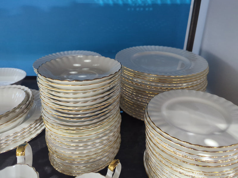 Royal Albert Val D'Or Fine Bone China (England) 105 Pieces Dinnerware Set White Original